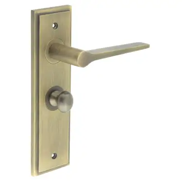 Click Here To Enlarge This Photo Of BUR-20AB-453AB-80AB Frelan Hardware Burlington 'Knightsbridge' Door Handles on 57mm Bathroom Backplate with Antique Brass Turn & Release (Inner 1)
