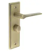 BUR-20AB-453AB-81AB Frelan Hardware Burlington 'Knightsbridge' Door Handles on 57mm Bathroom Backplate with Antique Brass Turn & Release (Inner 3)