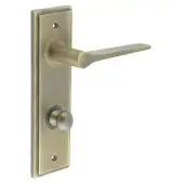 BUR-20AB-456AB-80AB Frelan Hardware Burlington 'Knightsbridge' Door Handles on 78mm DIN Bathroom Backplate with Antique Brass Turn & Release (Inner 1)