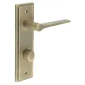 BUR-20AB-456AB-81AB Frelan Hardware Burlington 'Knightsbridge' Door Handles on 78mm DIN Bathroom Backplate with Antique Brass Turn & Release (Inner 3)