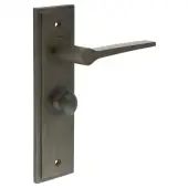 BUR-20DB-453DB-80DB Frelan Hardware Burlington 'Knightsbridge' Door Handles on 57mm Bathroom Backplate with Dark Bronze Turn & Release (Inner 1)