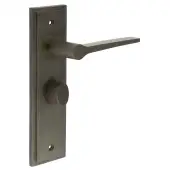 BUR-20DB-453DB-81DB Frelan Hardware Burlington 'Knightsbridge' Door Handles on 57mm Bathroom Backplate with Dark Bronze Turn & Release (Inner 3)