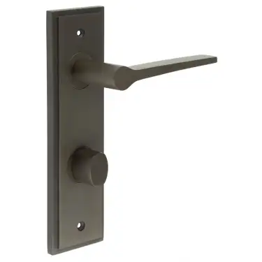 Click Here To Enlarge This Photo Of BUR-20DB-456DB-81DB Frelan Hardware Burlington 'Knightsbridge' Door Handles on 78mm DIN Bathroom Backplate with Dark Bronze Turn & Release (Inner 3)