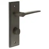 BUR-20DB-456DB-81DB Frelan Hardware Burlington 'Knightsbridge' Door Handles on 78mm DIN Bathroom Backplate with Dark Bronze Turn & Release (Inner 3)