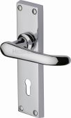 V700-PC Heritage Brass Door Handle Lever Lock Windsor Design Polished Chrome Finish
