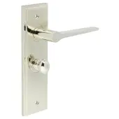 BUR-20PN-453PN-80PN Frelan Hardware Burlington 'Knightsbridge' Door Handles on 57mm Bathroom Backplate with Polished Nickel Turn & Release (Inner 1)