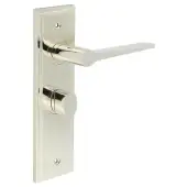 BUR-20PN-453PN-81PN Frelan Hardware Burlington 'Knightsbridge' Door Handles on 57mm Bathroom Backplate with Polished Nickel Turn & Release (Inner 3)