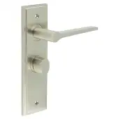 BUR-20SN-453SN-81SN Frelan Hardware Burlington 'Knightsbridge' Door Handles on 57mm Bathroom Backplate with Satin Nickel Turn & Release (Inner 3)