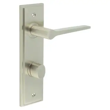 Click Here To Enlarge This Photo Of BUR-20SN-456SN-81SN Frelan Hardware Burlington 'Knightsbridge' Door Handles on 78mm DIN Bathroom Backplate with Satin Nickel Turn & Release (Inner 3)