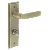 BUR-25AB-456AB-80AB Frelan Hardware Burlington 'Kensington' Door Handles on 78mm DIN Bathroom Backplate with Antique Brass Turn & Release (Inner 1)