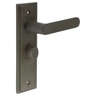 Click Here To Enlarge This Photo Of BUR-25DB-453DB-81DB Frelan Hardware Burlington 'Kensington' Door Handles on 57mm Bathroom Backplate with Dark Bronze Turn & Release (Inner 3)