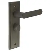 BUR-25DB-453DB-81DB Frelan Hardware Burlington 'Kensington' Door Handles on 57mm Bathroom Backplate with Dark Bronze Turn & Release (Inner 3)