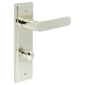 BUR-25PN-456PN-80PN Frelan Hardware Burlington 'Kensington' Door Handles on 78mm DIN Bathroom Backplate with Polished Nickel Turn & Release (Inner 1)