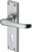 V700-SC Heritage Brass Door Handle Lever Lock Windsor Design Satin Chrome Finish