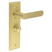 BUR-25SB-453SB-80SB Frelan Hardware Burlington 'Kensington' Door Handles on 57mm Bathroom Backplate with Satin Brass Turn & Release (Inner 1)