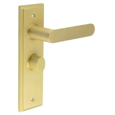 Click Here To Enlarge This Photo Of BUR-25SB-453SB-81SB Frelan Hardware Burlington 'Kensington' Door Handles on 57mm Bathroom Backplate with Satin Brass Turn & Release (Inner 3)