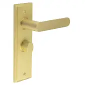 BUR-25SB-453SB-81SB Frelan Hardware Burlington 'Kensington' Door Handles on 57mm Bathroom Backplate with Satin Brass Turn & Release (Inner 3)