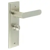 BUR-25SN-453SN-80SN Frelan Hardware Burlington 'Kensington' Door Handles on 57mm Bathroom Backplate with Satin Nickel Turn & Release (Inner 1)