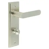 BUR-25SN-456SN-80SN Frelan Hardware Burlington 'Kensington' Door Handles on 78mm DIN Bathroom Backplate with Satin Nickel Turn & Release (Inner 1)