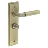 BUR-30AB-453AB-80AB Frelan Hardware Burlington 'Westminster' Door Handles on 57mm Bathroom Backplate with Antique Brass Turn & Release (Inner 1)