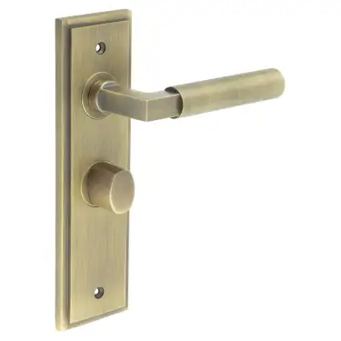 Click Here To Enlarge This Photo Of BUR-30AB-453AB-81AB Frelan Hardware Burlington 'Westminster' Door Handles on 57mm Bathroom Backplate with Antique Brass Turn & Release (Inner 3)