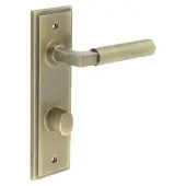 BUR-30AB-456AB-81AB Frelan Hardware Burlington 'Westminster' Door Handles on 78mm DIN Bathroom Backplate with Antique Brass Turn & Release (Inner 3)
