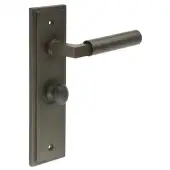 BUR-30DB-453DB-80DB Frelan Hardware Burlington 'Westminster' Door Handles on 57mm Bathroom Backplate with Dark Bronze Turn & Release (Inner 1)