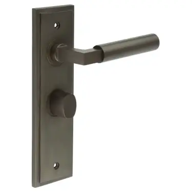 Click Here To Enlarge This Photo Of BUR-30DB-453DB-81DB Frelan Hardware Burlington 'Westminster' Door Handles on 57mm Bathroom Backplate with Dark Bronze Turn & Release (Inner 3)