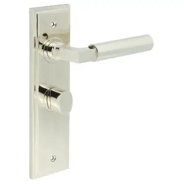 Click Here To Enlarge This Photo Of BUR-30PN-453PN-81PN Frelan Hardware Burlington 'Westminster' Door Handles on 57mm Bathroom Backplate with Polished Nickel Turn & Release (Inner 3)