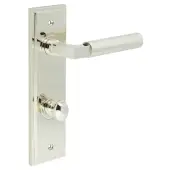 BUR-30PN-456PN-80PN Frelan Hardware Burlington 'Westminster' Door Handles on 78mm DIN Bathroom Backplate with Polished Nickel Turn & Release (Inner 1)