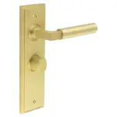 BUR-30SB-453SB-81SB Frelan Hardware Burlington 'Westminster' Door Handles on 57mm Bathroom Backplate with Satin Brass Turn & Release (Inner 3)