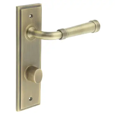 Click Here To Enlarge This Photo Of BUR-35AB-456AB-81AB Frelan Hardware Burlington 'Highgate' Door Handles on 78mm DIN Bathroom Backplate with Antique Brass Turn & Release (Inner 3)