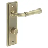 BUR-35AB-456AB-81AB Frelan Hardware Burlington 'Highgate' Door Handles on 78mm DIN Bathroom Backplate with Antique Brass Turn & Release (Inner 3)