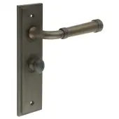 BUR-35DB-453DB-80DB Frelan Hardware Burlington 'Highgate' Door Handles on 57mm Bathroom Backplate with Dark Bronze Turn & Release (Inner 1)