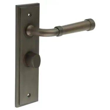 Click Here To Enlarge This Photo Of BUR-35DB-453DB-81DB Frelan Hardware Burlington 'Highgate' Door Handles on 57mm Bathroom Backplate with Dark Bronze Turn & Release (Inner 3)