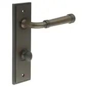 BUR-35DB-456DB-80DB Frelan Hardware Burlington 'Highgate' Door Handles on 78mm DIN Bathroom Backplate with Dark Bronze Turn & Release (Inner 1)