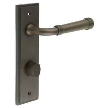 Click Here To Enlarge This Photo Of BUR-35DB-456DB-81DB Frelan Hardware Burlington 'Highgate' Door Handles on 78mm DIN Bathroom Backplate with Dark Bronze Turn & Release (Inner 3)