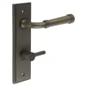 BUR-35DB-456DB-82DB Frelan Hardware Burlington 'Highgate' Door Handles on 78mm DIN Bathroom Backplate with Dark Bronze Easy Turn & Release