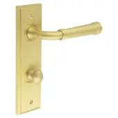 BUR-35SB-456SB-80SB Frelan Hardware Burlington 'Highgate' Door Handles on 78mm DIN Bathroom Backplate with Satin Brass Turn & Release (Inner 1)