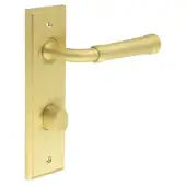 BUR-35SB-456SB-81SB Frelan Hardware Burlington 'Highgate' Door Handles on 78mm DIN Bathroom Backplate with Satin Brass Turn & Release (Inner 3)