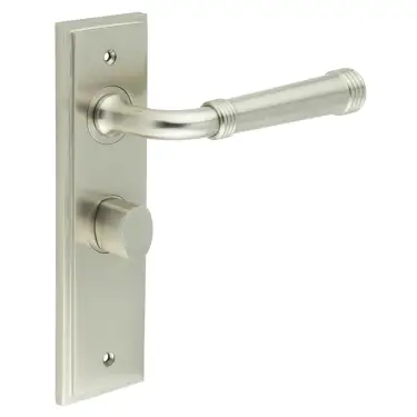Click Here To Enlarge This Photo Of BUR-35SN-453SN-81SN Frelan Hardware Burlington 'Highgate' Door Handles on 57mm Bathroom Backplate with Satin Nickel Turn & Release (Inner 3)