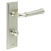 BUR-35SN-456SN-80SN Frelan Hardware Burlington 'Highgate' Door Handles on 78mm DIN Bathroom Backplate with Satin Nickel Turn & Release (Inner 1)