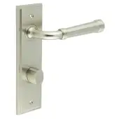 BUR-35SN-456SN-81SN Frelan Hardware Burlington 'Highgate' Door Handles on 78mm DIN Bathroom Backplate with Satin Nickel Turn & Release (Inner 3)