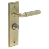 BUR-40AB-453AB-80AB Frelan Hardware Burlington 'Piccadilly' Door Handles on 57mm Bathroom Backplate with Antique Brass Turn & Release (Inner 1)