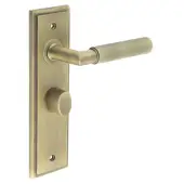 BUR-40AB-453AB-81AB Frelan Hardware Burlington 'Piccadilly' Door Handles on 57mm Bathroom Backplate with Antique Brass Turn & Release (Inner 3)
