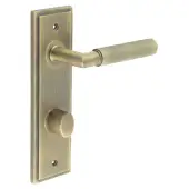 BUR-40AB-456AB-81AB Frelan Hardware Burlington 'Piccadilly' Door Handles on 78mm DIN Bathroom Backplate with Antique Brass Turn & Release (Inner 3)