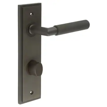Click Here To Enlarge This Photo Of BUR-40DB-456DB-81DB Frelan Hardware Burlington 'Piccadilly' Door Handles on 78mm DIN Bathroom Backplate with Dark Bronze Turn & Release (Inner 3)