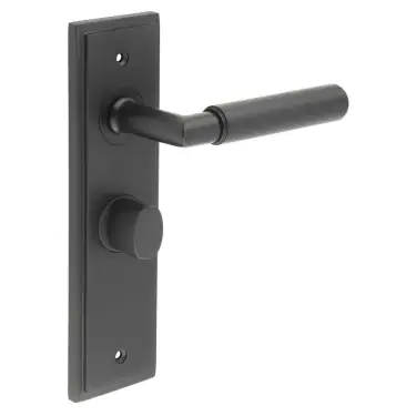 Click Here To Enlarge This Photo Of BUR-40MB-453MB-81MB Frelan Hardware Burlington 'Piccadilly' Door Handles on 57mm Bathroom Backplate with Matt Black Turn & Release (Inner 3)