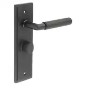 BUR-40MB-453MB-81MB Frelan Hardware Burlington 'Piccadilly' Door Handles on 57mm Bathroom Backplate with Matt Black Turn & Release (Inner 3)