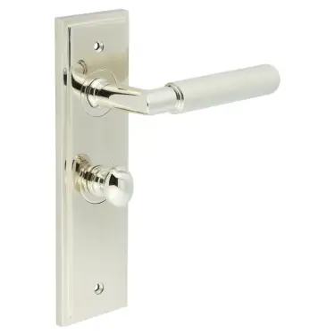 Click Here To Enlarge This Photo Of BUR-40PN-453PN-80PN Frelan Hardware Burlington 'Piccadilly' Door Handles on 57mm Bathroom Backplate with Polished Nickel Turn & Release (Inner 1)